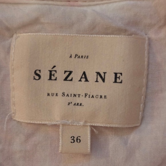 Sézane Juliette Pink Candy Stripe Tie-Strap Midi Dress, 100% Cotton, Sz FR36 US4 - Picture 11 of 14